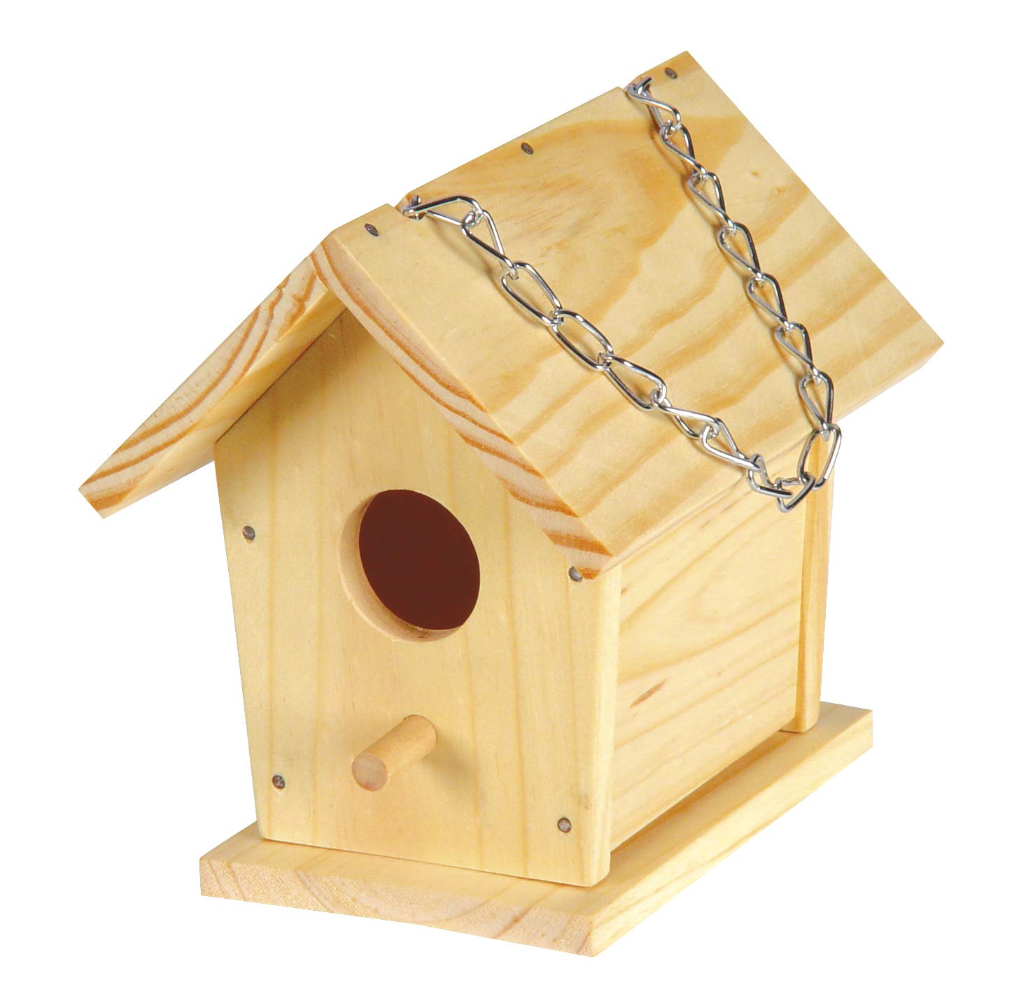 Toysmith Beetle & Bee Build A Bird Bungalow - DIY Kid Art Craft Outdoor Birdhouse Kit, 6" x 4" x 6", Hardware & glue included- 4 Paints, 1 Brush, 7 Wooden Pcs, Chain for Tree Hanging, Age 5+