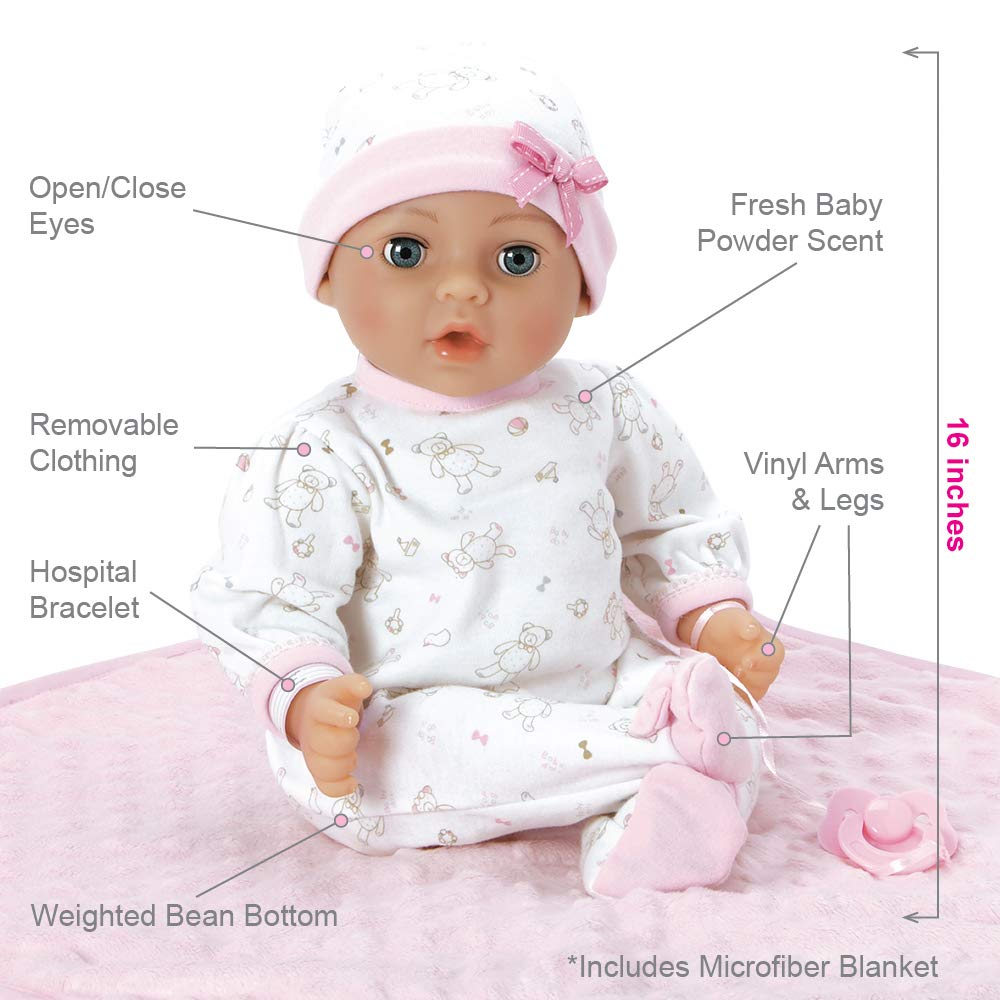 Adora Adoption Baby Hope - 16 inch Realistic Newborn Baby Doll with Doll Accessories and Certificate of Adoption