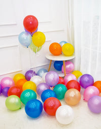 RUBFAC 120 Balloons Assorted Color 12 Inches 12 Kinds of Rainbow Latex Balloons, Multicolor Bright Balloons for Party Decoration, Birthday Party Supplies or Arch Decoration
