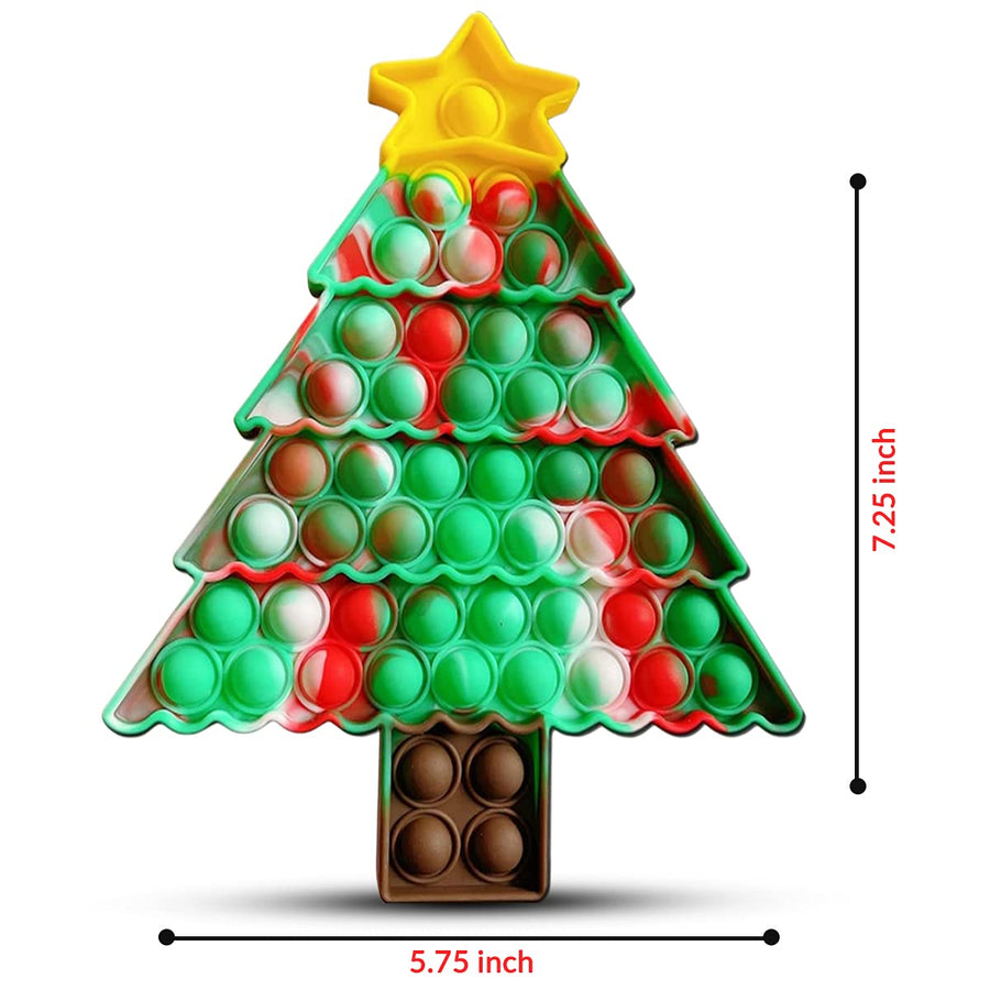 GUARDMAN Christmas Pop-It Fidget Toy Tree Poppit Stocking Stuffer Xmas Present Kids Adults Children Popper Fun Push Game Stress Relief Santa Elves Ornament Popit Gift Poppet Sensory