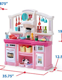 Step2 Fun with Friends Kitchen | Pink Kitchen with Realistic Lights & Sounds |Play Kitchen Set | Pink Kids Kitchen Playset & 45-Pc Kitchen Accessories Set

