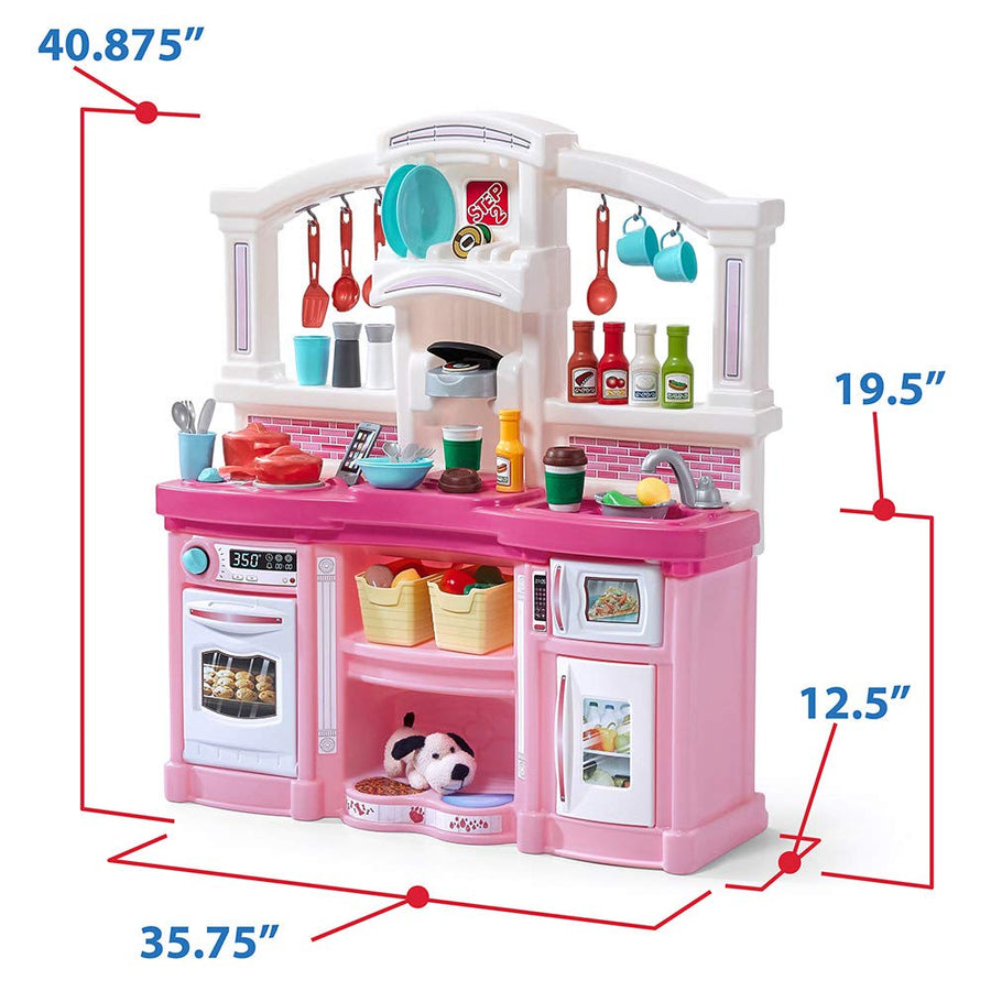 Step2 Fun with Friends Kitchen | Pink Kitchen with Realistic Lights & Sounds |Play Kitchen Set | Pink Kids Kitchen Playset & 45-Pc Kitchen Accessories Set