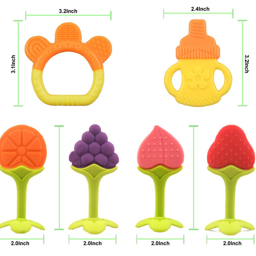 Baby Teething Toys for Newborn Infants (6-Pack) Freezer Safe Infant and Toddler Silicone Teethers Soothe Babies Gums, Perfect Baby Shower Gift