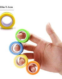 6PCS Magnetic Rings, Fidget Rings,Roller Rings,Adult Finger Fidget Toys, ADHD Anxiety Relief Decompression Magical Ring Fidget Toy,Funny Gifts kids Magnetic Spinner Ring for Boys Girls(Random Color)
