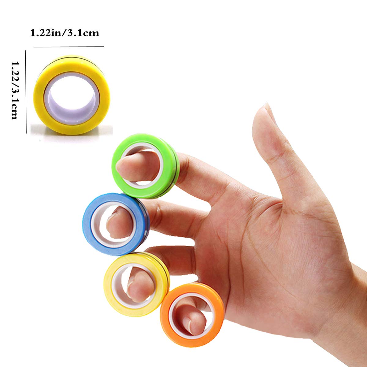 6PCS Magnetic Rings, Fidget Rings,Roller Rings,Adult Finger Fidget Toys, ADHD Anxiety Relief Decompression Magical Ring Fidget Toy,Funny Gifts kids Magnetic Spinner Ring for Boys Girls(Random Color)