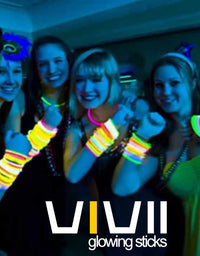 Vivii Glowsticks, 100 Light up Toys Glow Stick Bracelets Mixed Colors Party Favors Supplies (Tube of 100)
