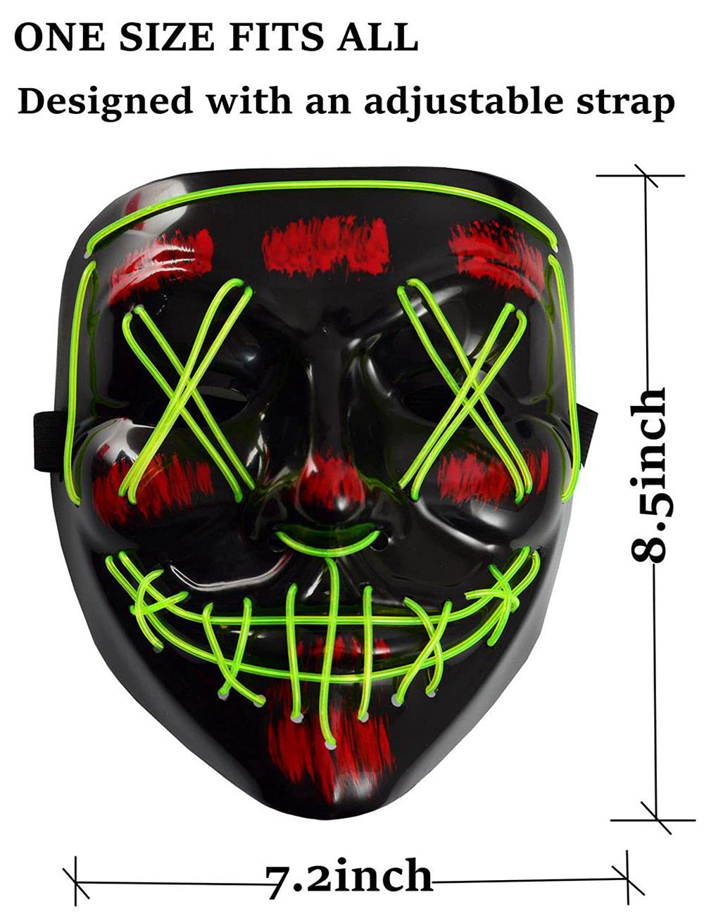 Purge mask - LED Halloween Face Mask LED Light up Mask Cosplay,Halloween Masks for Men Women Kids