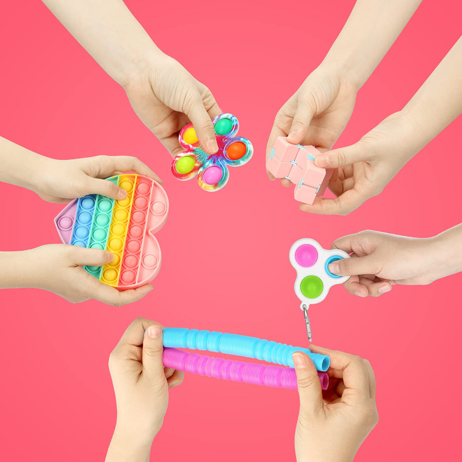Fescuty Fidget Toys Pack Set Pop Fidgets Toy Sets Packs Fidget Toys Pack Stress Relief and Anti-Anxiety Tools Sensory Toys(18 Packs)