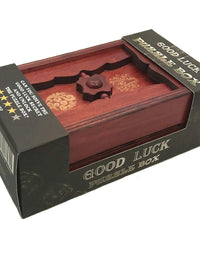 Good Luck Puzzle Box Secret - Money and Gift Card Holder in a Wooden Magic Trick Lock with Hidden Compartment Piggy Bank Brain Teaser Game
