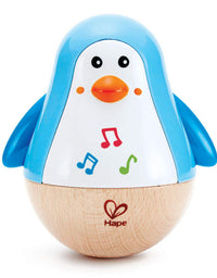 Hape Penguin Musical Wobbler | Colorful Wobbling Melody Penguin, Roly Poly Toy for Kids 6 Months+, Multicolor, 5'' x 2'' (E0331)
