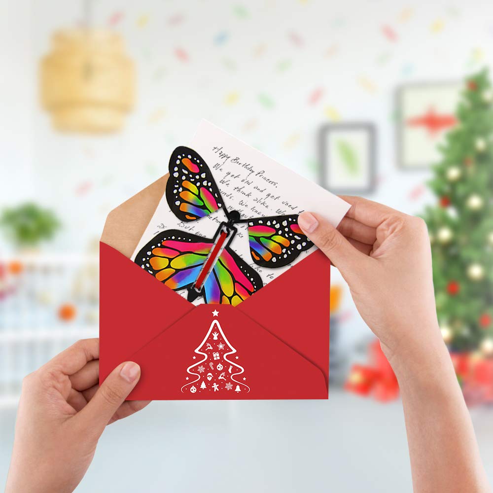 heytech Thanksgiving Day Magic Wind Up Flying Great Surprise Gift Butterfly in The Book Rubber Band Powered Magic Fairy Flying ,Thanksgiving Day Toy Great Surprise Gift (5 Packs)