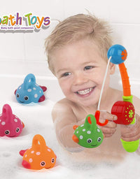 Dwi Dowellin Bath Toys Mold Free Fishing Games Swimming Whales BPA Free Water Table Pool Bath Time Bathtub Tub Toy for Toddlers Baby Kids Infant Girls Boys Age 1 2 3 4 5 6 Years Old Bathroom Fish Set
