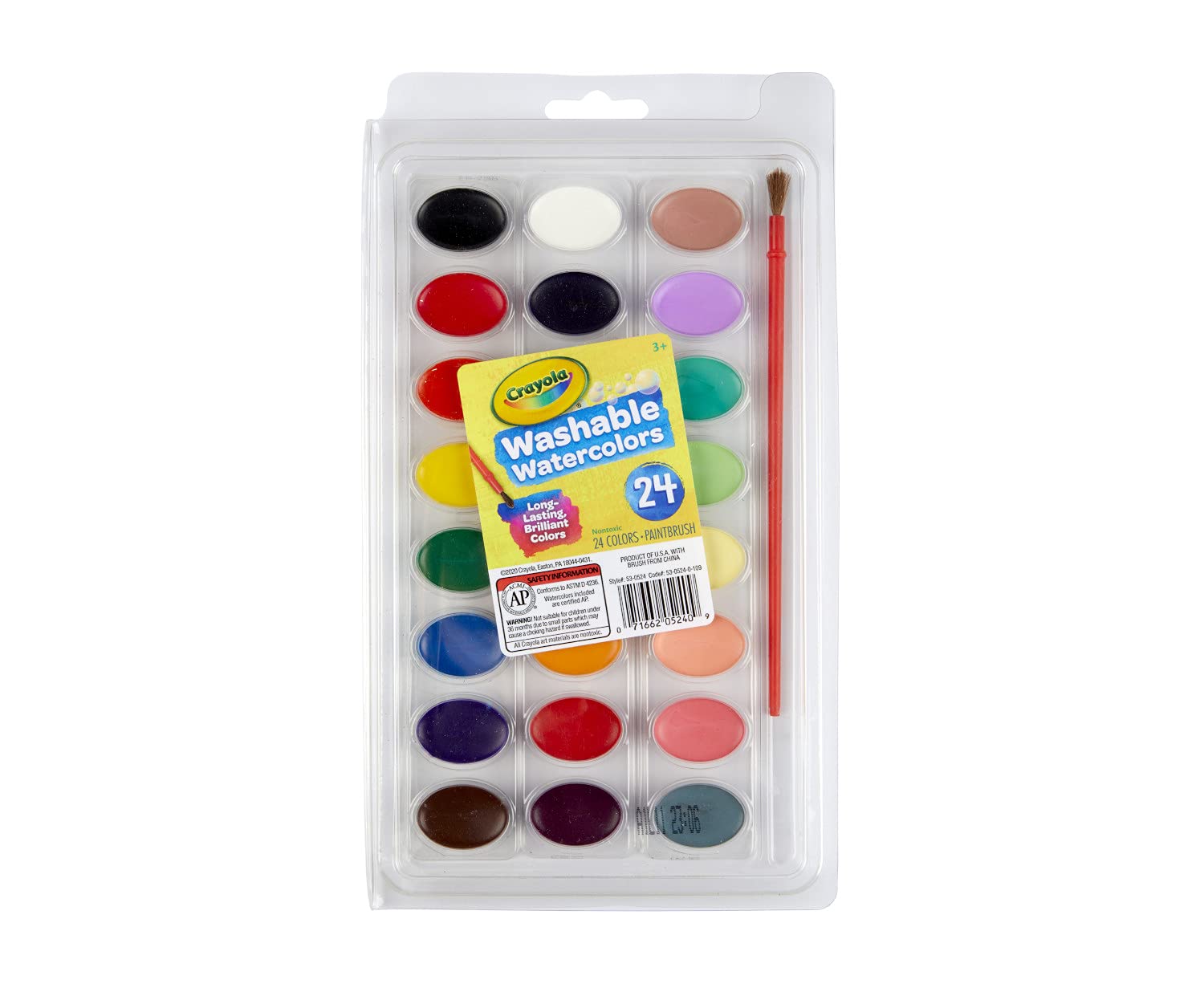 Crayola Washable Watercolors, Paint Set for Kids, Gift, 24 Count