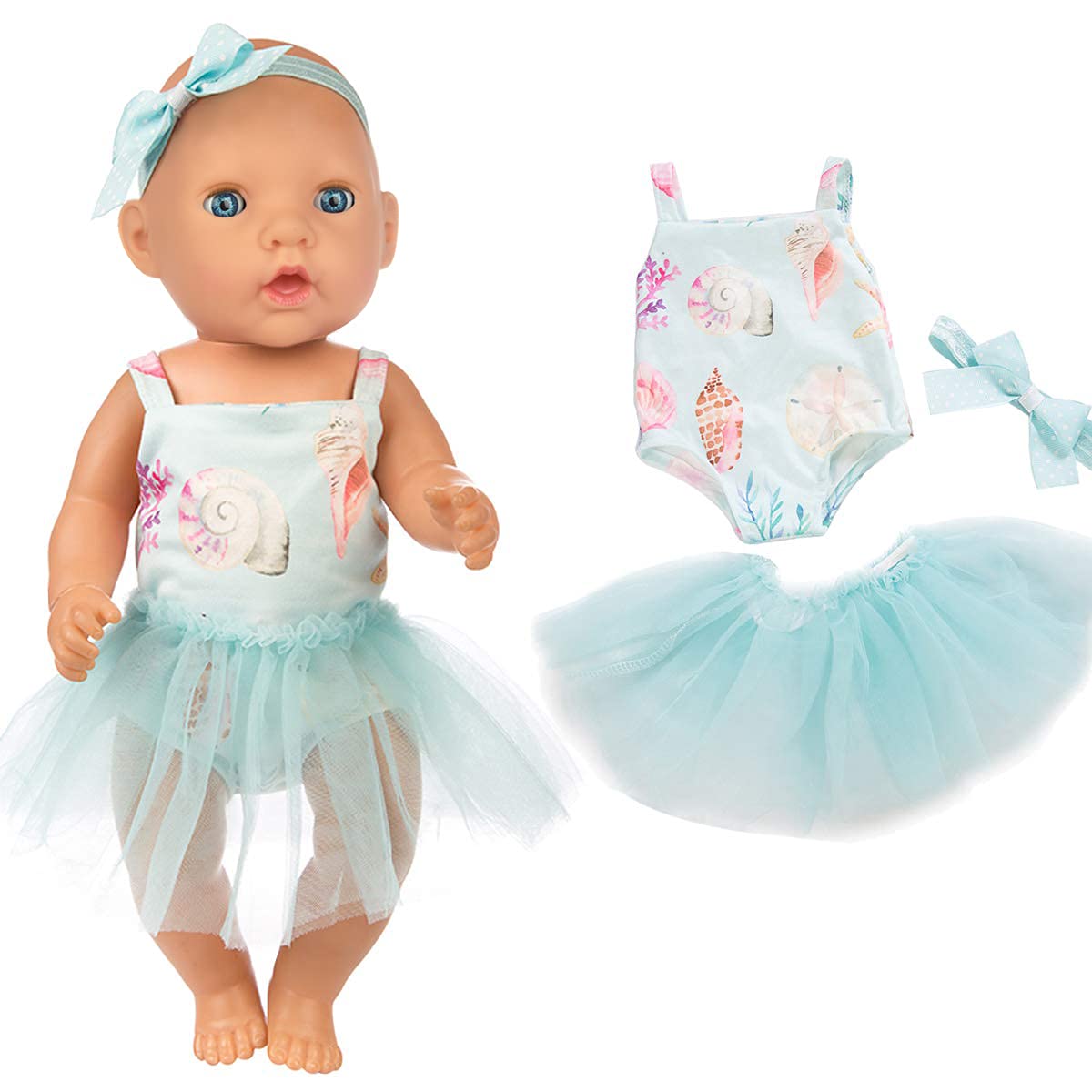 Ecore Fun 10 Item 14-16 Inch Baby Doll Clothes Dresses Outfits Pjs for 43cm New Born Baby Dolls, 15 Inch Baby Doll, American 18 Inch Girl Doll