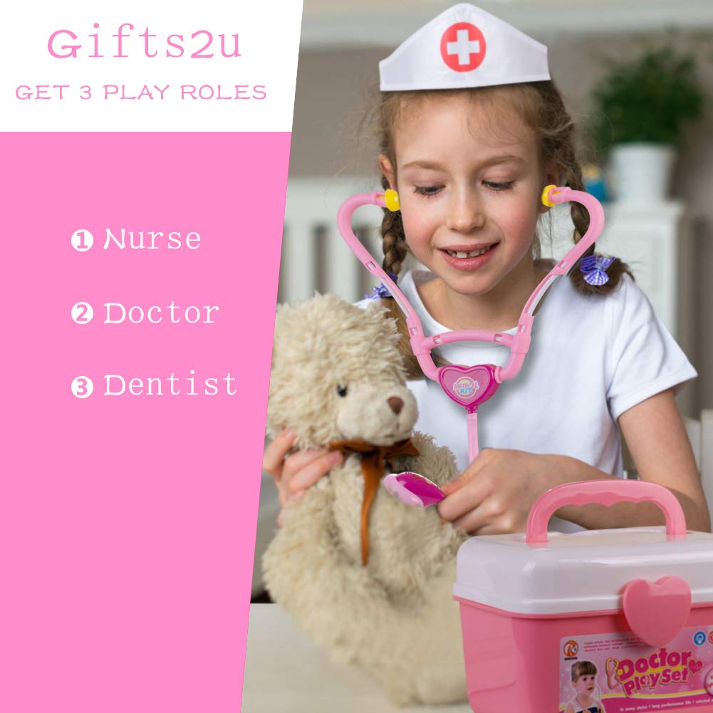 Gifts2U Toy Doctor Kit, 37 Piece Kids Pretend Play Toys Dentist Medical Role Play Educational Toy Doctor Playset for Girls Ages 3-6