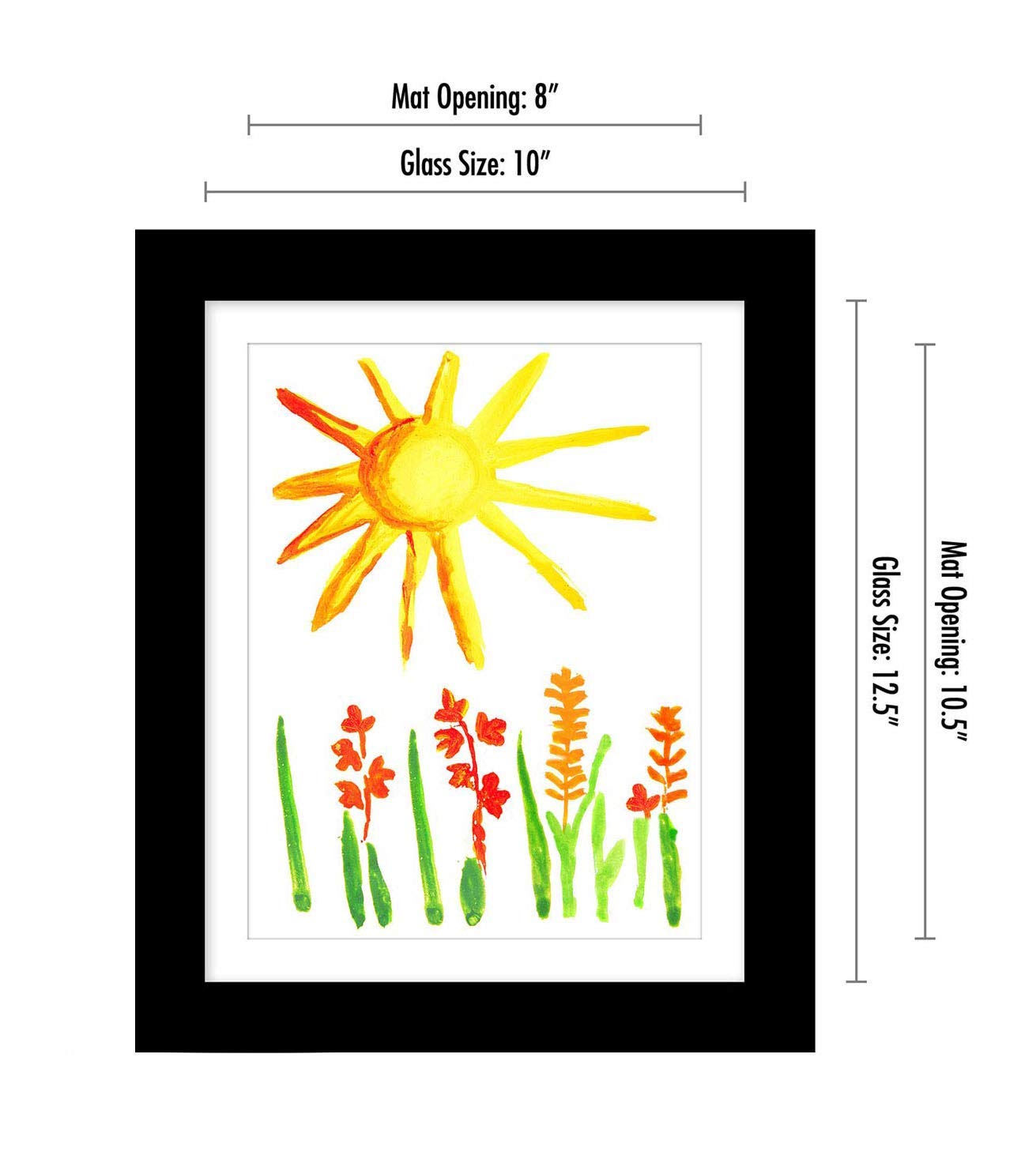 Americanflat 10x12.5 Kids Artwork Picture Frame in Black- Displays 8.5x11 With Mat and 10x12.5 Without Mat - Composite Wood with Shatter Resistant Glass - Horizontal and Vertical Formats