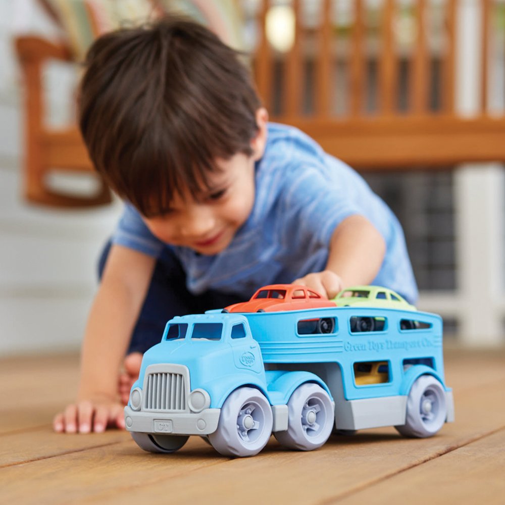 Green Toys Car Carrier, Blue - Pretend Play, Motor Skills, Kids Toy Vehicle. No BPA, phthalates, PVC. Dishwasher Safe, Recycled Plastic, Made in USA.