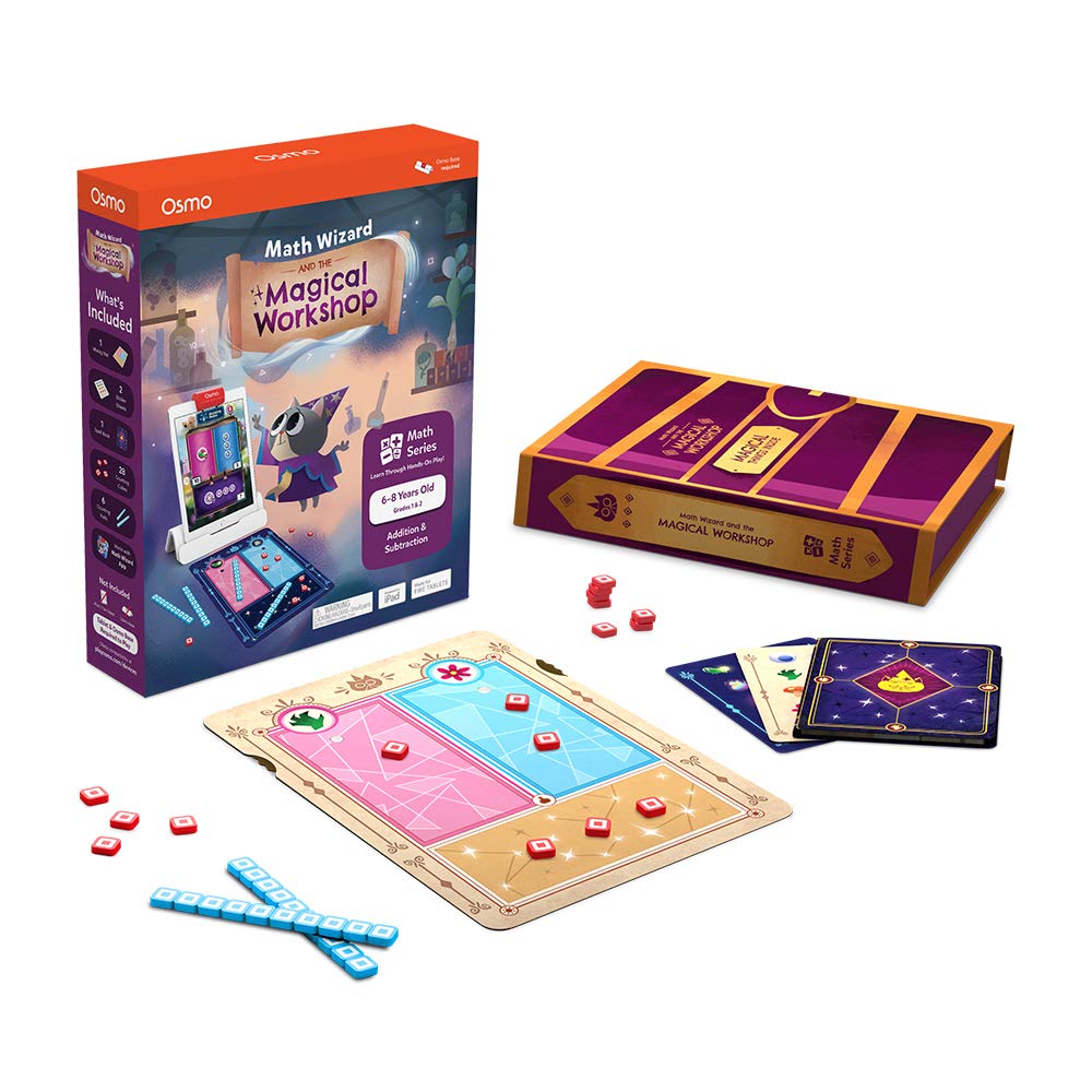 Osmo - Math Wizard and the Magical Workshop for iPad & Fire Tablet - Ages 6-8/Grades 1-2 - Addition & Subtraction - Curriculum-Inspired - STEM Toy (Osmo Base Required)