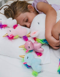 Unicorn Stuffed Animals for Girls Ages 3 4 5 6 7 8 Years; Stuffed Mommy Unicorn with 4 Baby Unicorns in her Tummy; Toy Unicorn Pillows for Girls
