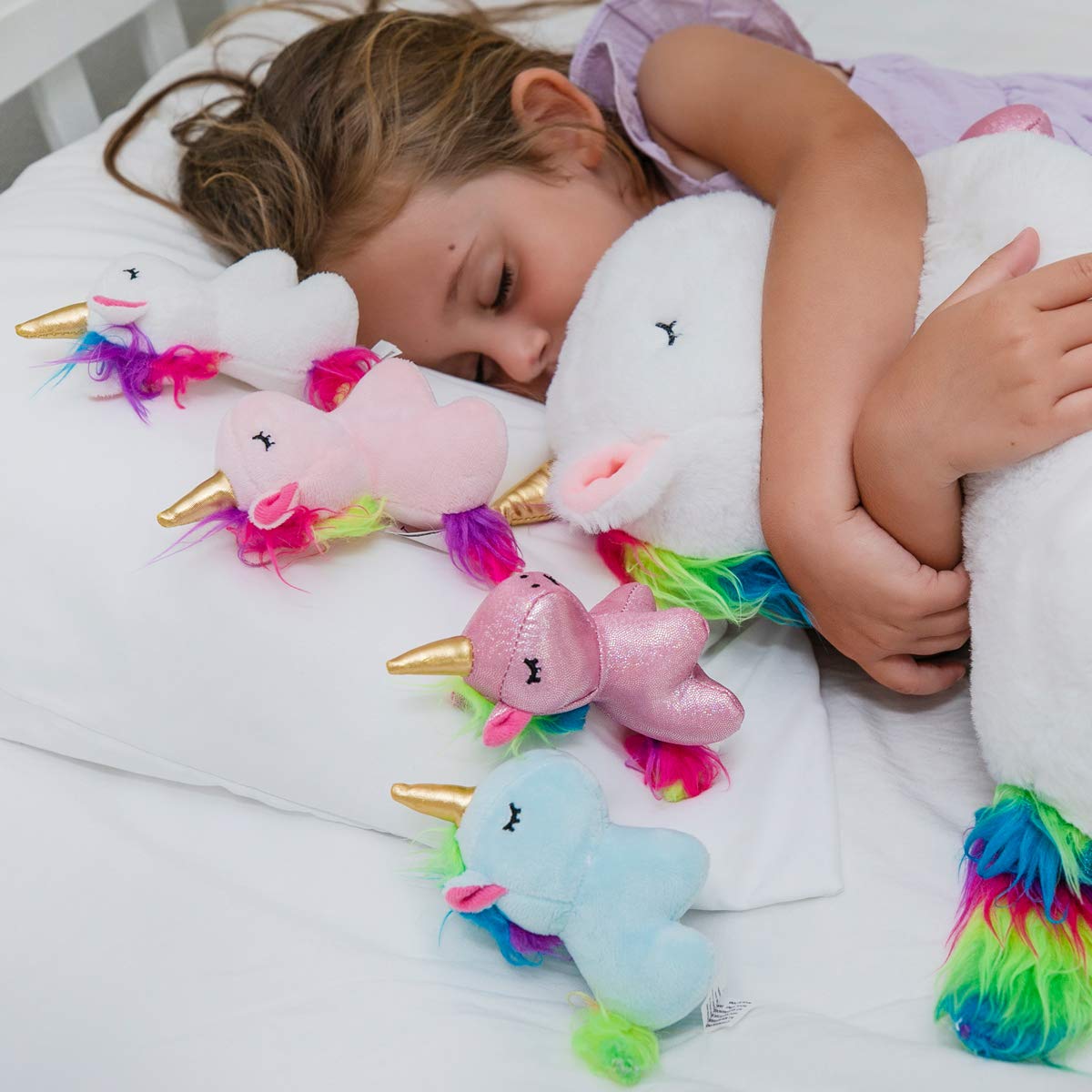 Unicorn Stuffed Animals for Girls Ages 3 4 5 6 7 8 Years; Stuffed Mommy Unicorn with 4 Baby Unicorns in her Tummy; Toy Unicorn Pillows for Girls