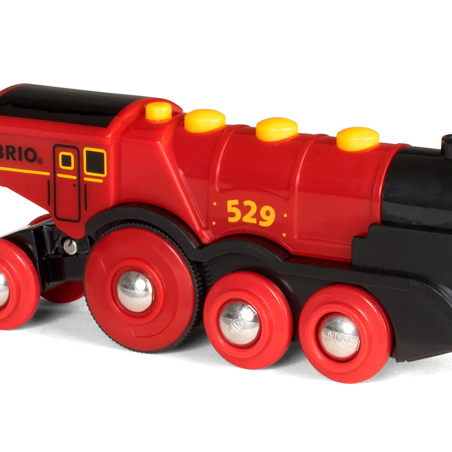 BRIO World 33592 Mighty Red Action Locomotive | Battery Operated Toy Train With Light and Sound Effects for Kids Age 3 and Up