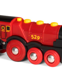 BRIO World 33592 Mighty Red Action Locomotive | Battery Operated Toy Train With Light and Sound Effects for Kids Age 3 and Up
