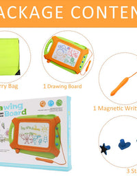 Wellchild Magnetic Drawing Board for Toddlers,Travel Size Toddlers Toys A Etch Toddler Sketch Colorful Erasable with One Carry Bag Magnet Pen and Three Stampers
