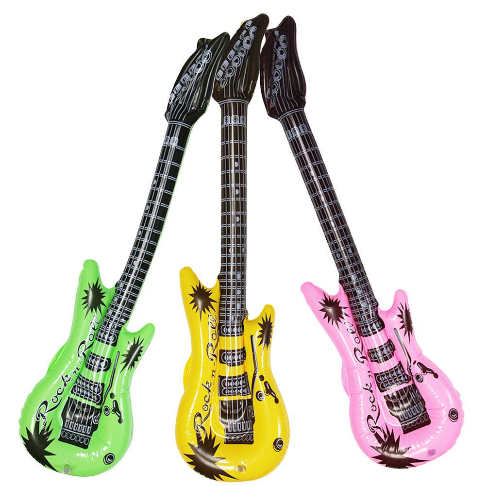Dr.dudu Inflatable Guitar, Waterproof Assorted Colors Party Decoration (6pack)