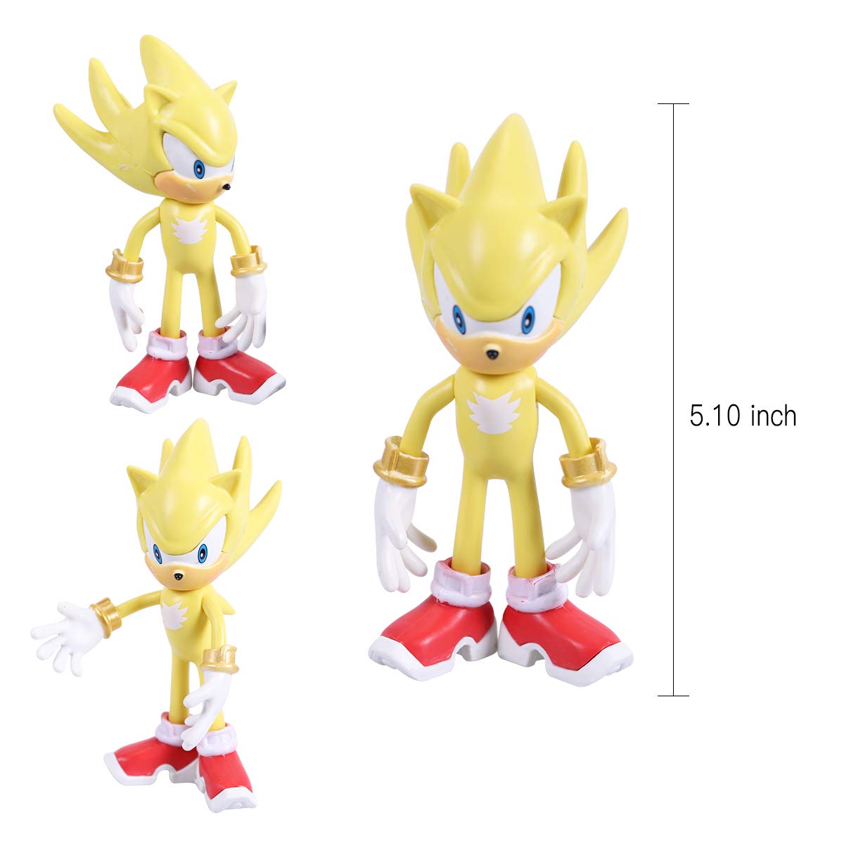 Max Fun Sonic The Hedgehog Action Figures with Movable Joint Playsets Toys, 4.7'' Tall Cake Toppers Kids Gift (Pack of 5)