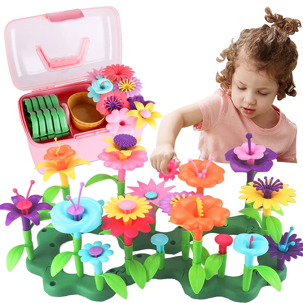 Girls Toys Age 3-6 Year Old Toddler Toys for Girls Gifts Flower Garden Building Toy Educational Activity Stem Toys(130 PCS)