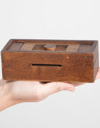 Bits and Pieces - Stash Your Cash - Secret Puzzle Box Brainteaser - Wooden Secret Compartment Brain Game for Adults
