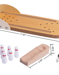 Mini Bowling Set Tabletop Bowling Game - Coffee Table Top Bowling Gifts for Men Bowlers Prizes - Desk Games Office Adults Wooden Desktop Bowling Stocking Stuffers for Kids Teens Boys Small Finger Toys
