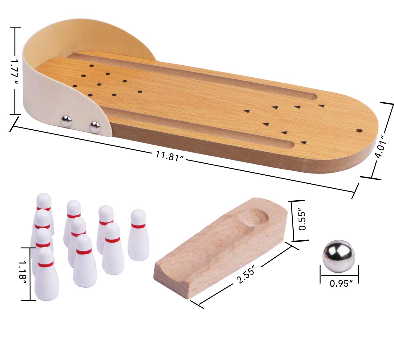 Mini Bowling Set Tabletop Bowling Game - Coffee Table Top Bowling Gifts for Men Bowlers Prizes - Desk Games Office Adults Wooden Desktop Bowling Stocking Stuffers for Kids Teens Boys Small Finger Toys