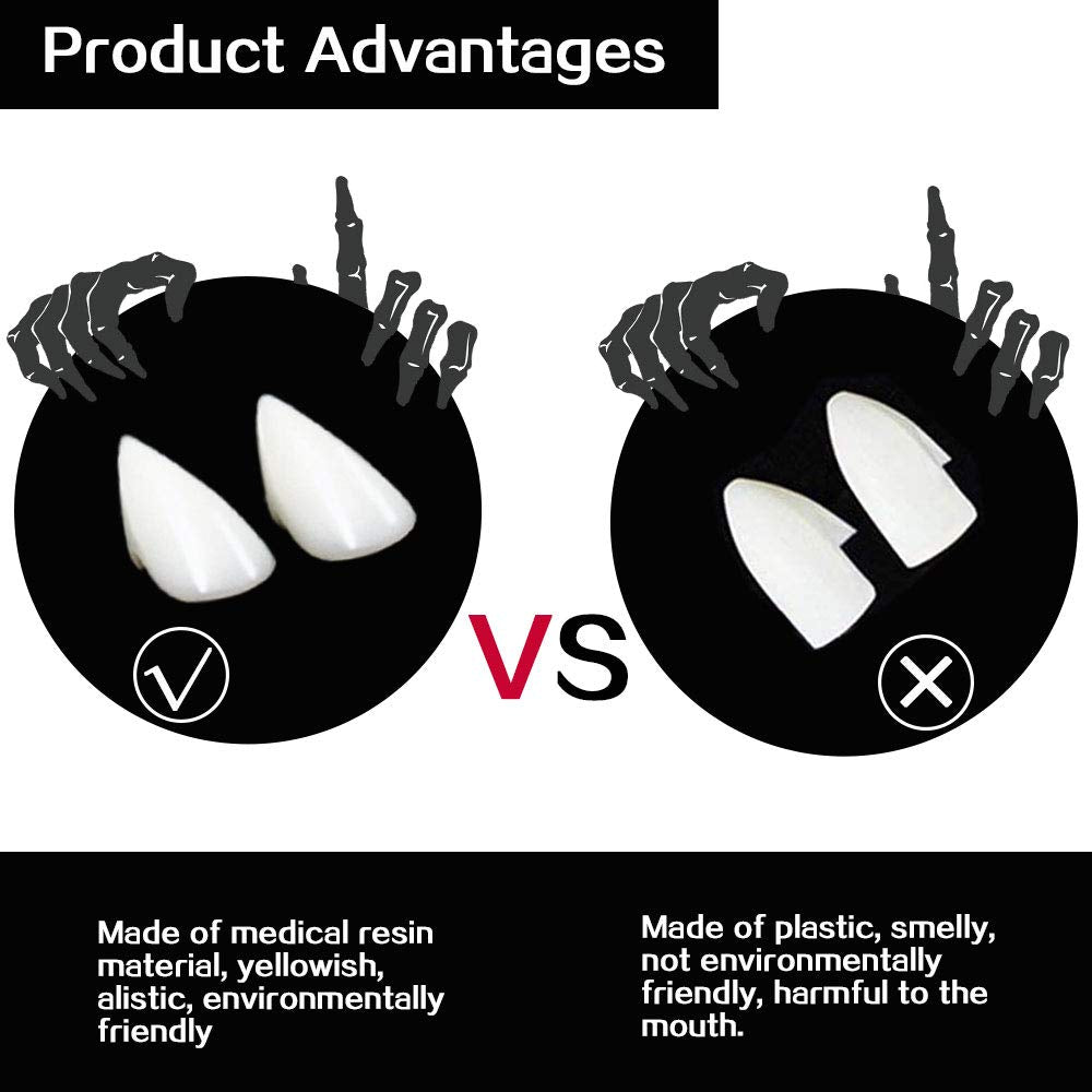 CPSYUB Cosplay Vampire Fangs, Cosplay Accessories Halloween Party Prop Decoration Fake Vampire Teeth, Werewolf Fangs Vampire Dentures for Kids / Adults (3 Pairs)