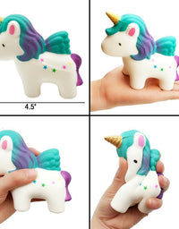 Yonishy Unicorn Squishies Toy Set - Jumbo Narwhale Cake,Unicorn Cake,Unicorn Donut,Dog,Unicorn Horse,Ice Cream Cat Kawaii Slow Rising Squishy Toys for Kids Party Favors(6 Packs)
