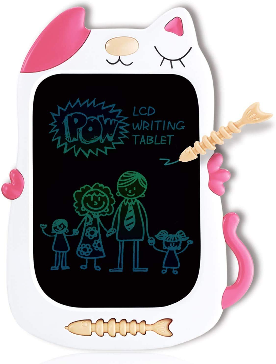 GJZZ LCD Drawing Doodle Board for 3-7 Year Old Girls Gifts,Writing and Learning Scribble Board for Little Kids - Pink White