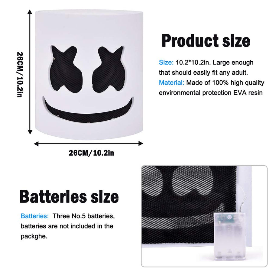 DJ Mask Music Festival Full Head LED Light Up Masks for Man Women Kids Thanksgiving Christmas Halloween Party