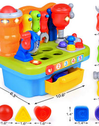 ORWINE Musical Learning Workbench Toddler Toys for Boys Girls Kid Baby Early Education Toys for 1 2 3 4 Years Old Construction Workbench Pretend Play Sound Effect Light Shape Sorter Tool Birthday Gift
