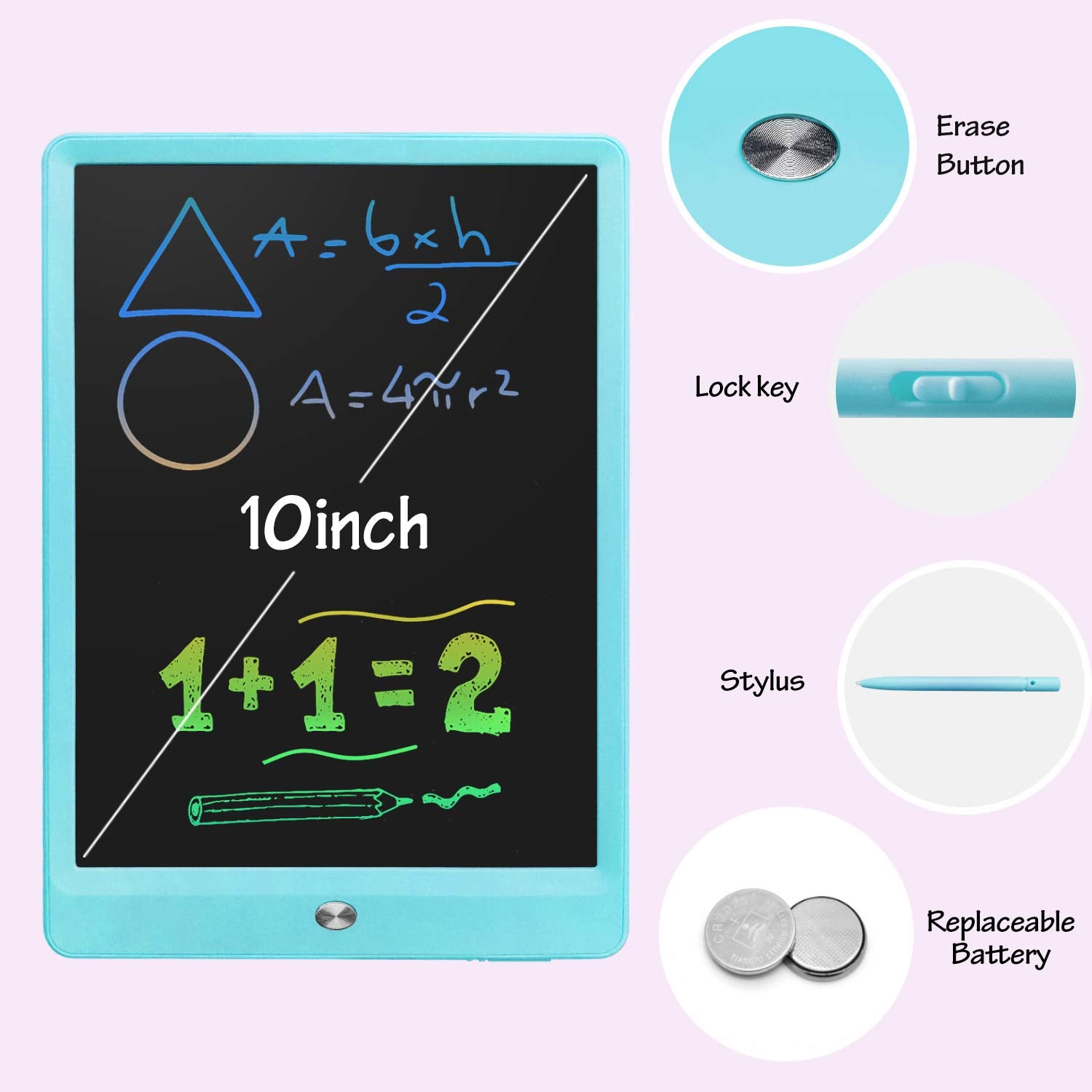 Derabika Toys for 3 4 5 2 Year Old Boys Girls, 10inch LCD Writing Tablet Color Drawing Board for Kids, Toddler Toys Birthday Christmas Gifts Educational Toys Homeschool Supplies for Age 2-6 (Blue)