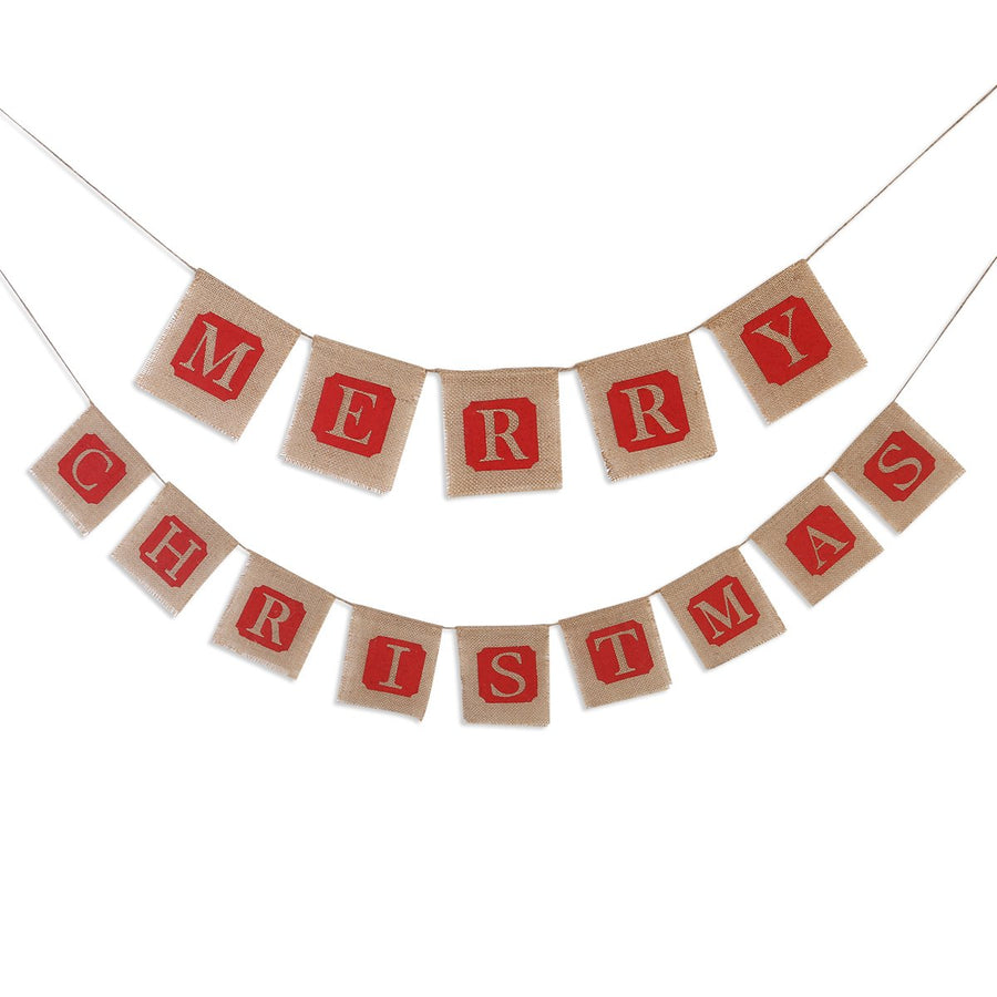NUOLUX Merry Christmas Jute Burlap Banners,Christmas Banner,Christmas Decoration
