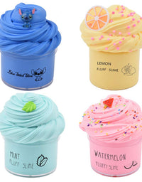 Magictoy 4 Pack Butter Slime,Yellow Lemon,Blue Stitch,Pink Watermelon and Mint Green Slime,Super Soft and Non-Sticky, Party Favors for Boys and Girls
