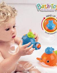 Dwi Dowellin Bath Toys Mold Free Fishing Games Swimming Whales BPA Free Water Table Pool Bath Time Bathtub Tub Toy for Toddlers Baby Kids Infant Girls Boys Age 1 2 3 4 5 6 Years Old Bathroom Fish Set
