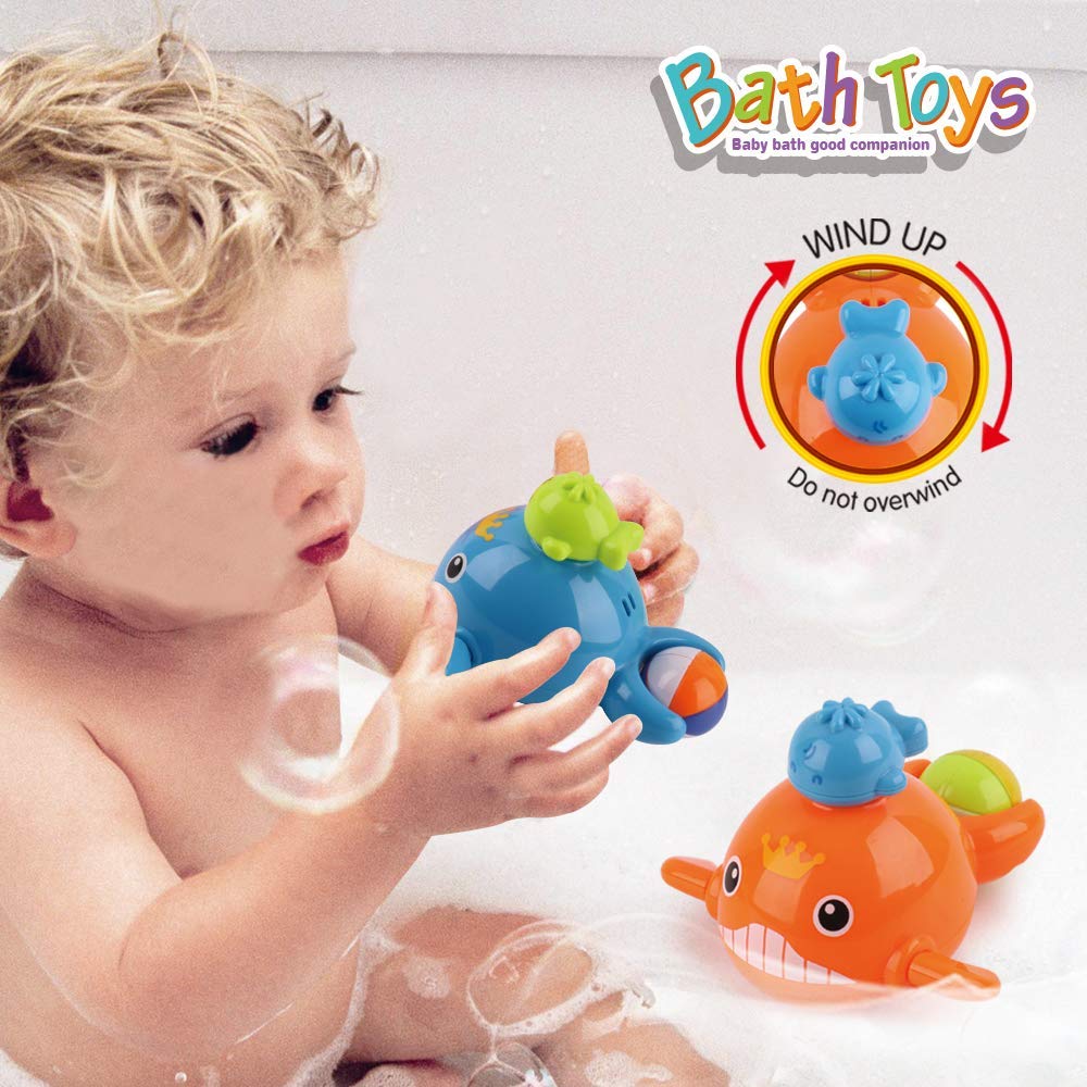 Dwi Dowellin Bath Toys Mold Free Fishing Games Swimming Whales BPA Free Water Table Pool Bath Time Bathtub Tub Toy for Toddlers Baby Kids Infant Girls Boys Age 1 2 3 4 5 6 Years Old Bathroom Fish Set