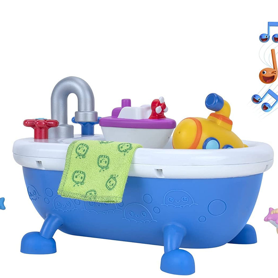 CoComelon Musical Bathtime Playset - Plays Clips of The ‘Bath Song’ - Features 2 Color Change Figures (JJ & Tomtom), 2 Toy Bath Squirters, Cleaning Cloth – Toys for Kids, Toddlers, and Preschoolers