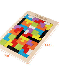 Coogam Wooden Blocks Puzzle Brain Teasers Toy Tangram Jigsaw Intelligence Colorful 3D Russian Blocks Game STEM Montessori Educational Gift for Kids (40 Pcs)
