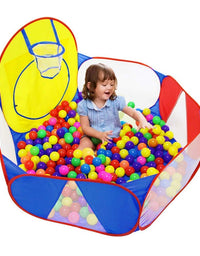 Eocolz Kids Ball Pit Large Pop Up Childrens Ball Pits Tent for Toddlers Playhouse Baby Crawl Playpen with Basketball Hoop and Zipper Storage Bag, 4 Ft/120CM, Balls Not Included
