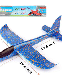 BooTaa 2 Pack Airplane Toys, 17.5" Large Throwing Foam Plane, 2 Flight Mode Glider, Flying Toy for Kids, Birthday Gifts for 3 4 5 6 7 8 9 10 11 12 Year Old Boys Girls, Outdoor Sport Toys Party Favors
