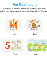 LiKee Alphabet Number Flash Cards Wooden Letter Puzzle ABC Sight Words Match Games Animal Counting Board Preschool Educational Montessori Toys for Toddlers Boys Girls 3+ Years (36 Cards& 37 Blocks)
