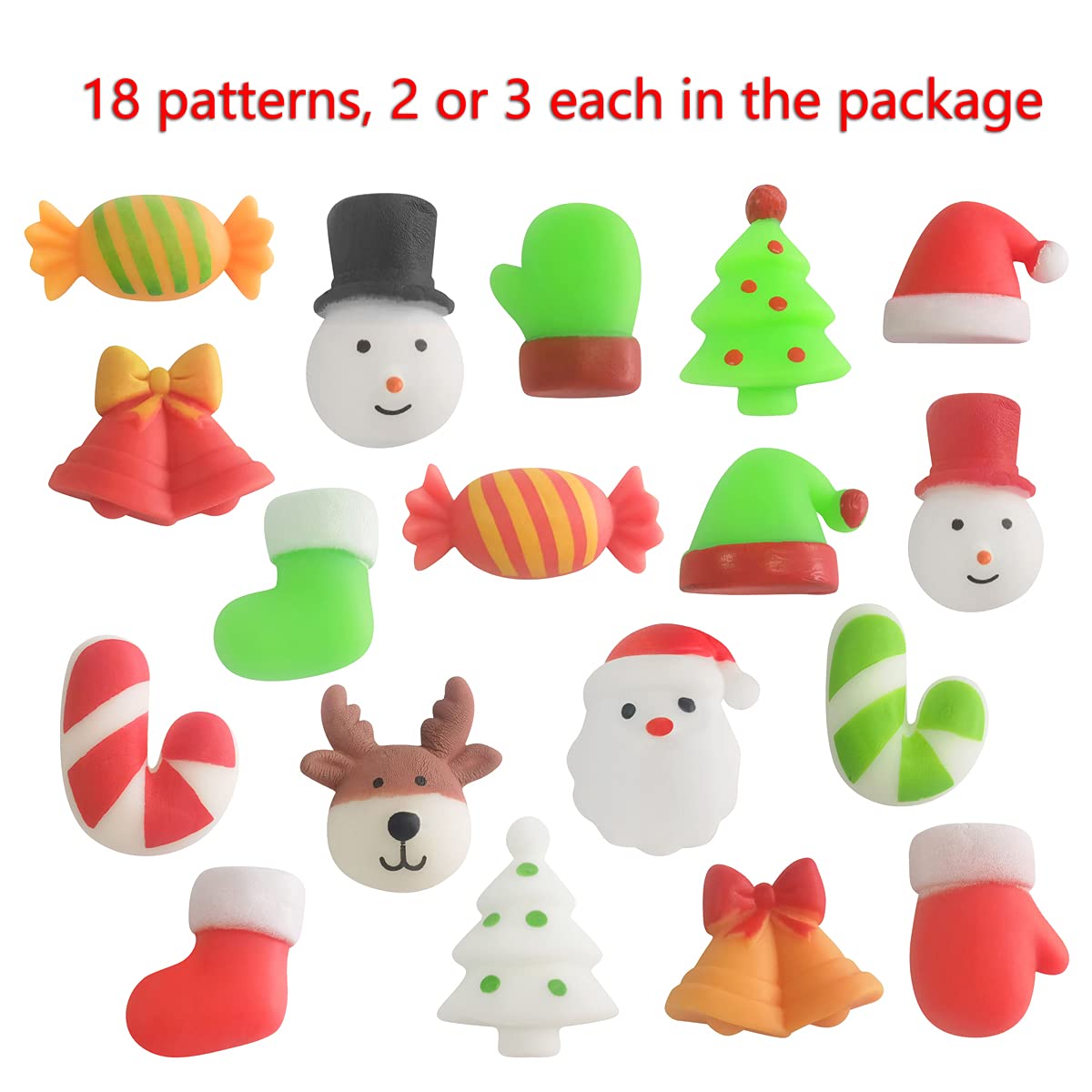 48 Pcs Christmas Mochi Squishy Toys,Mini Kawaii Squeeze Toy Stress Reliever Anxiety Packs for Kid Party Favors,Christmas Miniatures (Christmas)