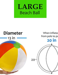 Beach Balls [3 Pack] 20" Inflatable Beach Balls for Kids - Beach Toys for Kids & Toddlers, Pool Games, Summer Outdoor Activity - Classic Rainbow Color by 4E's Novelty
